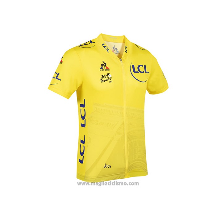 2021 Abbigliamento Ciclismo Tour de France Giallo Manica Corta e Salopette